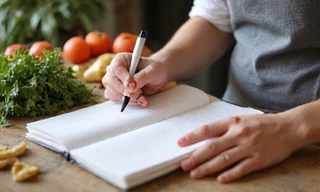 Persona escribiendo en un cuaderno con un lápiz, preparándose para una consulta