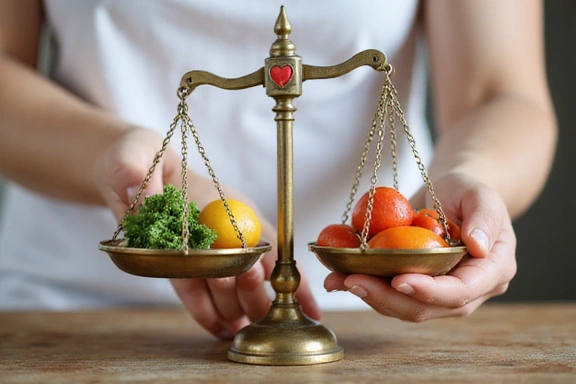 Mano sosteniendo una balanza simbolizando equilibrio y salud